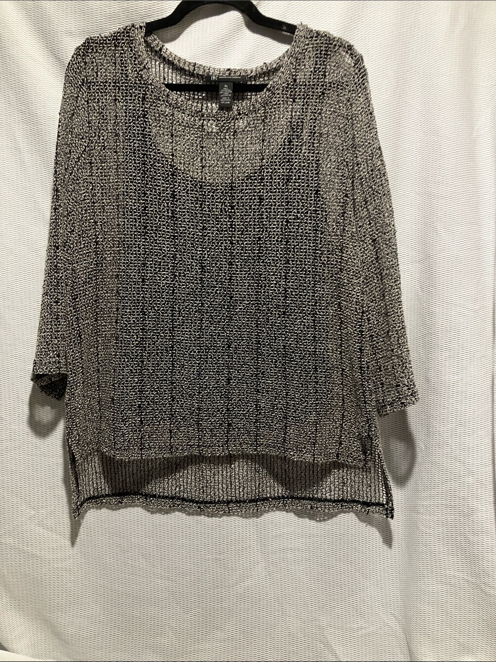 INC International Concepts Black & White Marled Knit Top - Picture 1 of 10